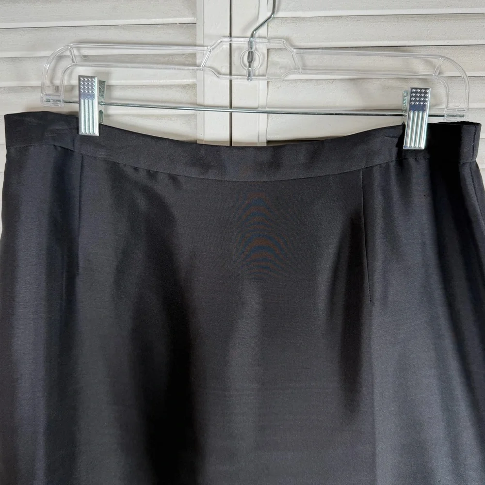 Coldwater Creek Black Silk Embroidered Skirt Size 16 NWT Lined Midi